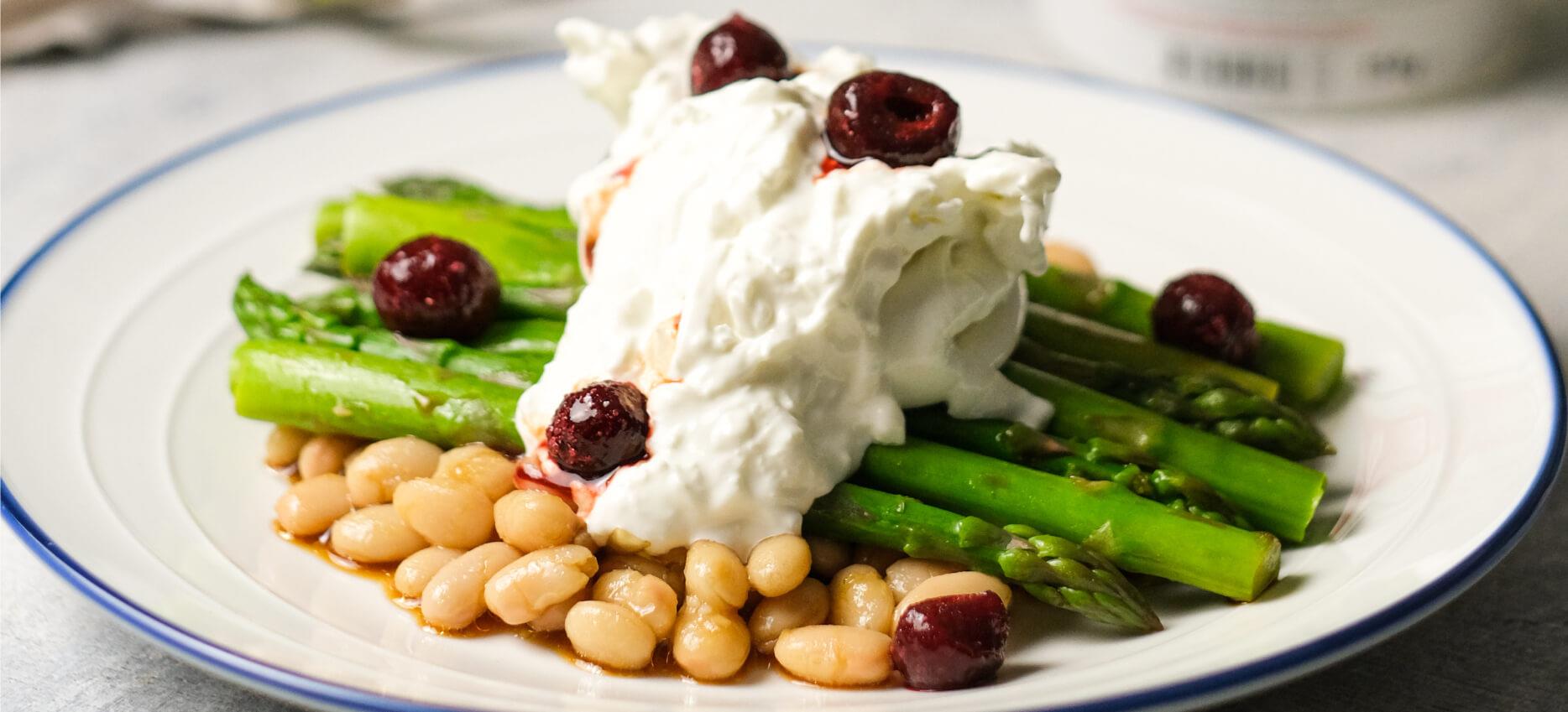 Burrata With White Beans and Asparagus