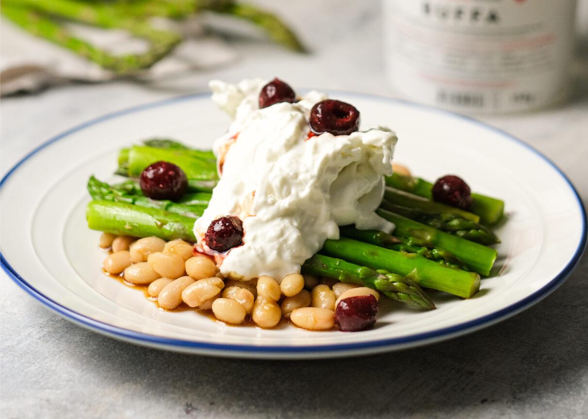 Burrata With White Beans and Asparagus